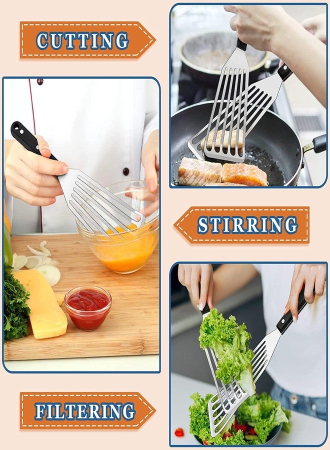 P Plus Fire Stainless Steel Fish Turner, Kitchen Slotted Turner, Fish Spatula, Thin & Flexible Slotted Spatula, Slotted Cooking Spatula for Kitchen, Food Flipper Spatula (Set of 2, Big+Small) - Image 4